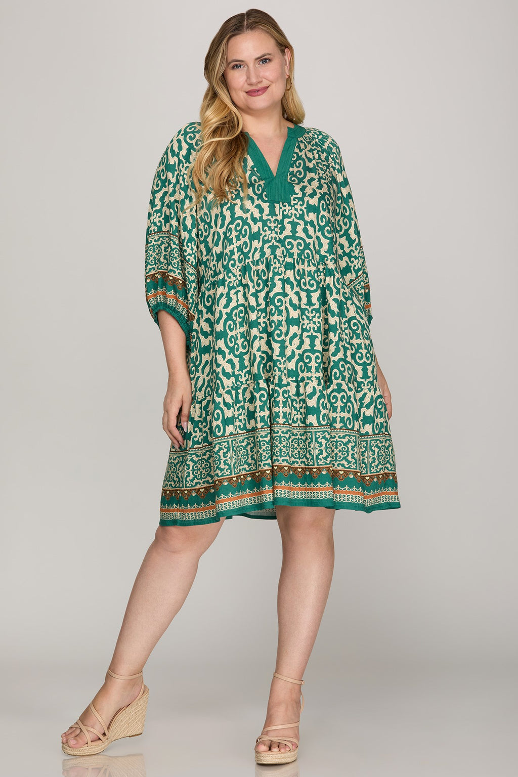 PLUS TIERED MINI DRESS