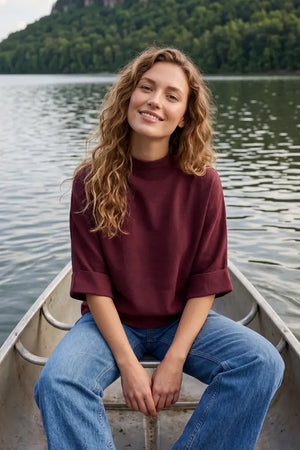 MOCK NECK LOOSE FIT SWEATER
