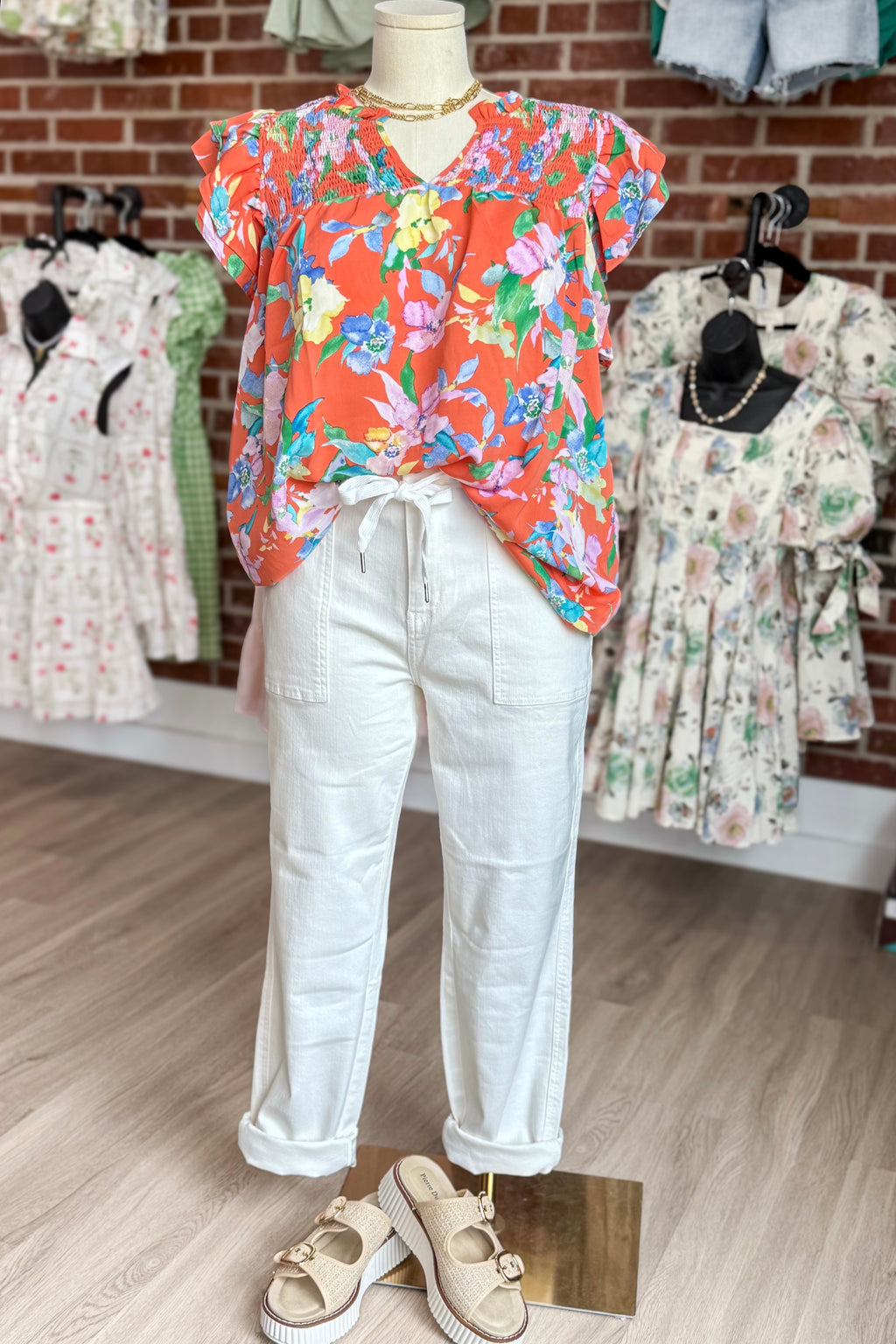 PLUS ORANGE FLORAL TOP