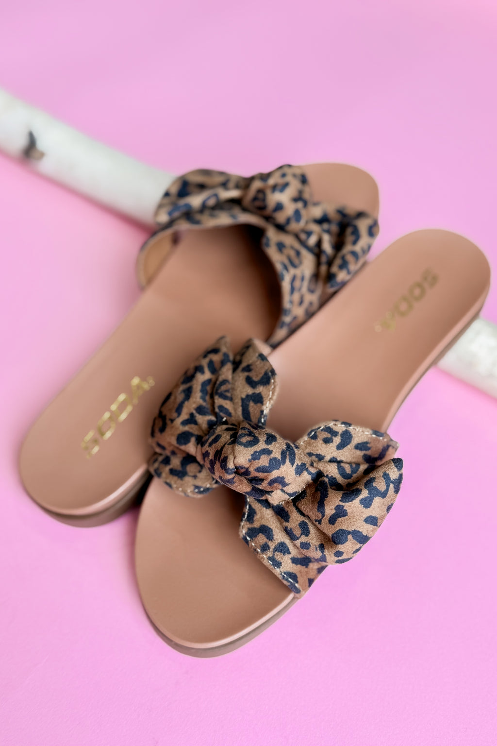 STAY WILD LEOPARD BOW SANDAL