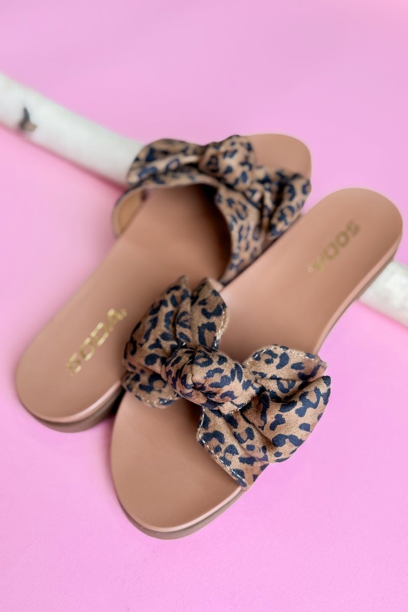 STAY WILD LEOPARD BOW SANDAL