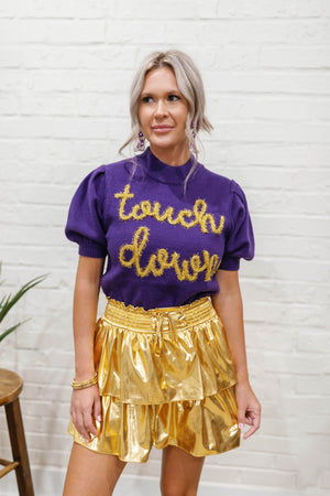 GLOSSY METALLIC TIERED SKORT