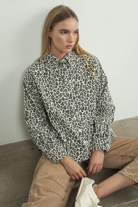 LEOPARD PRINT DENIM SHIRT