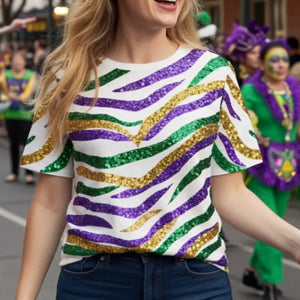 MARDI GRAS TIGER STRIPED TOP
