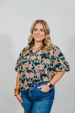 THML FLORAL MESH TOP
