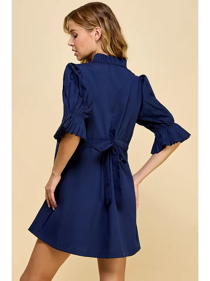 PLEATED DETAIL SHIFT DRESS
