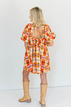 MULTI PLAID MINI DRESS