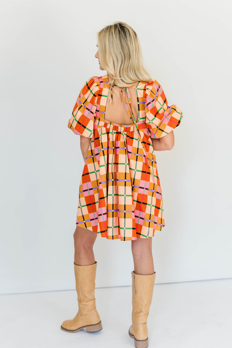 MULTI PLAID MINI DRESS