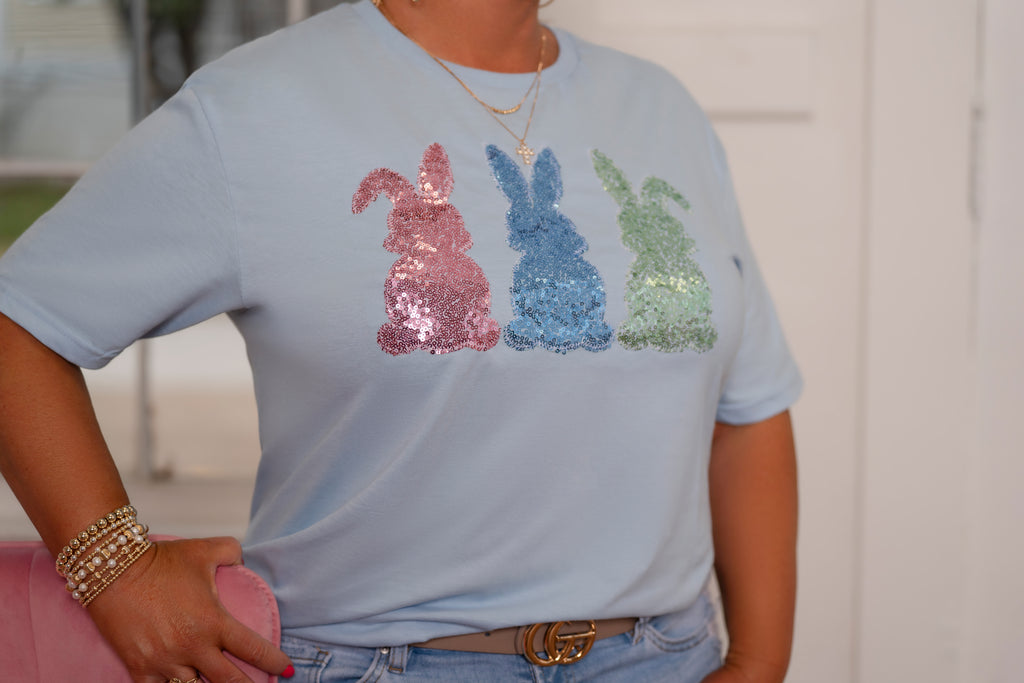 EASTER BUNNY TRIO SEQUIN TOP