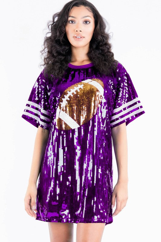 SEQUIN EMBELLISHMENT FOOTBALL DRESS