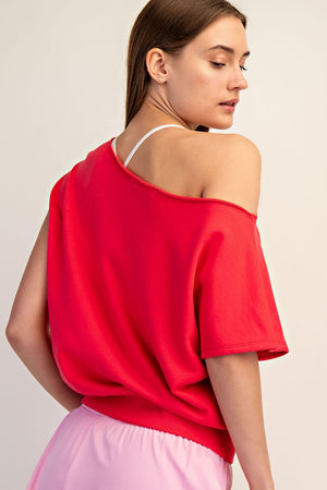 FRENCH TERRY OFF SHOULDER TOP - LondonEE & Co. 