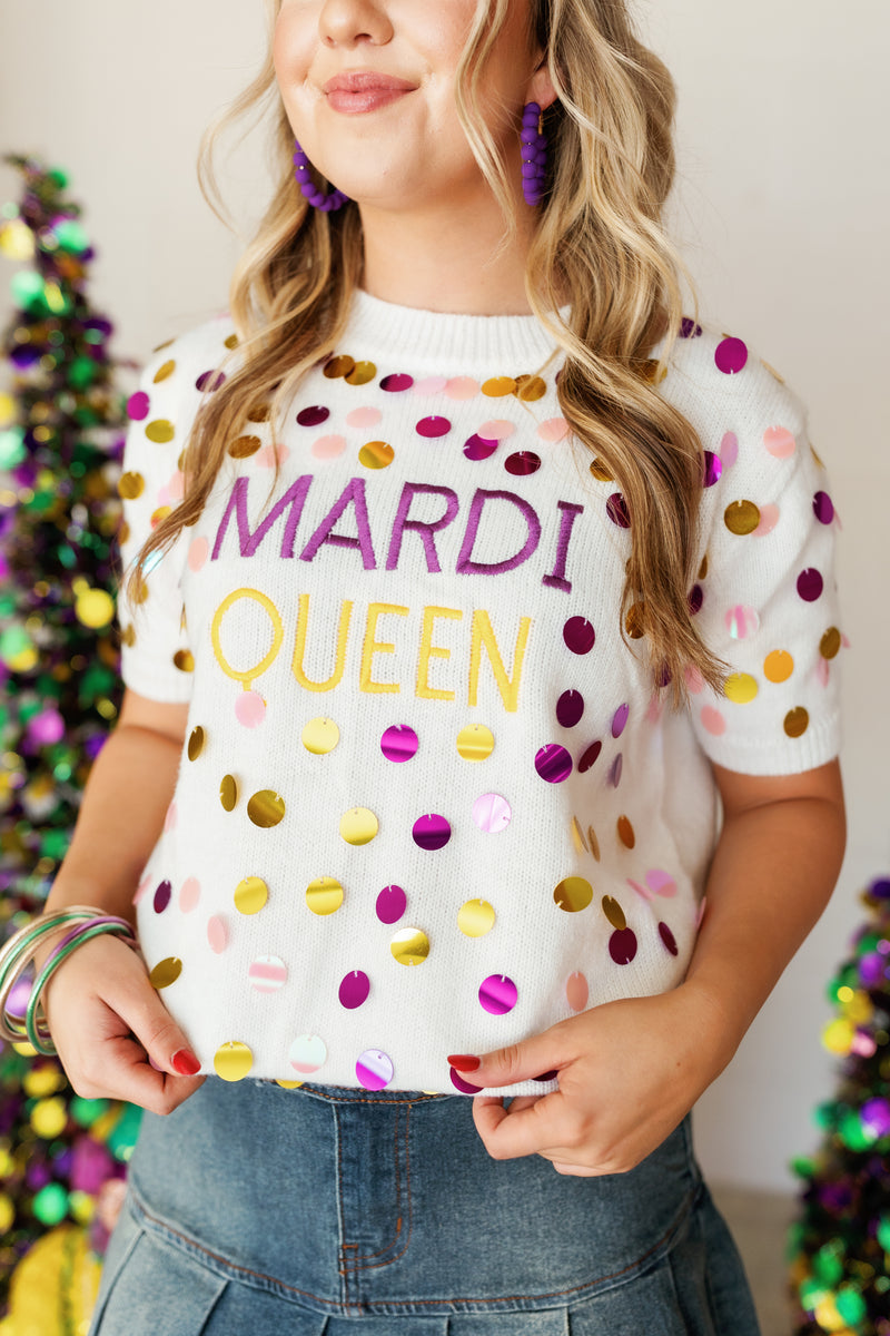 MARDI GRAS EMBROIDERED TOP