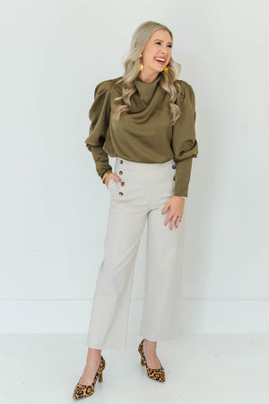 FRONT BUTTON DETAIL PANTS