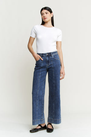 FRONT SEAM WIDE LEG JEANS