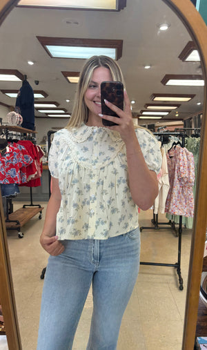 FLORAL LACE TRIM TOP