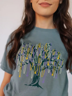 MARDI GRAS BEAD TREE T-SHIRT - LondonEE & Co. 