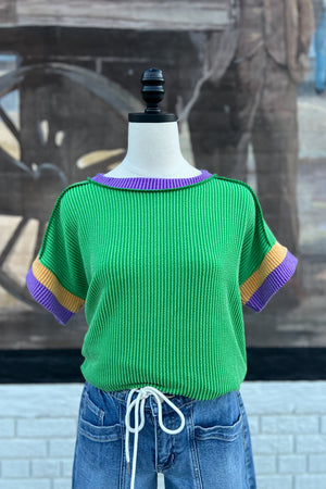 MARDI GRAS RIBBED TOP - LondonEE & Co. 