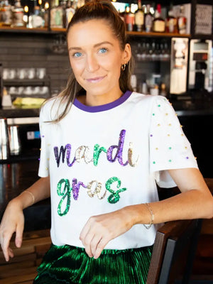 MARDI GRAS PEARL TOP - LondonEE & Co. 