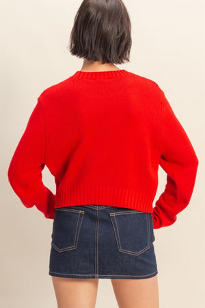 CROPPED LONG SLEEVE SWEATER