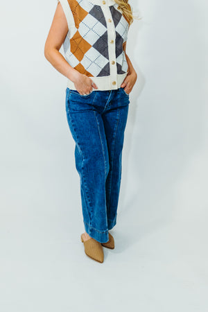 FRONT SEAM WIDE LEG JEANS