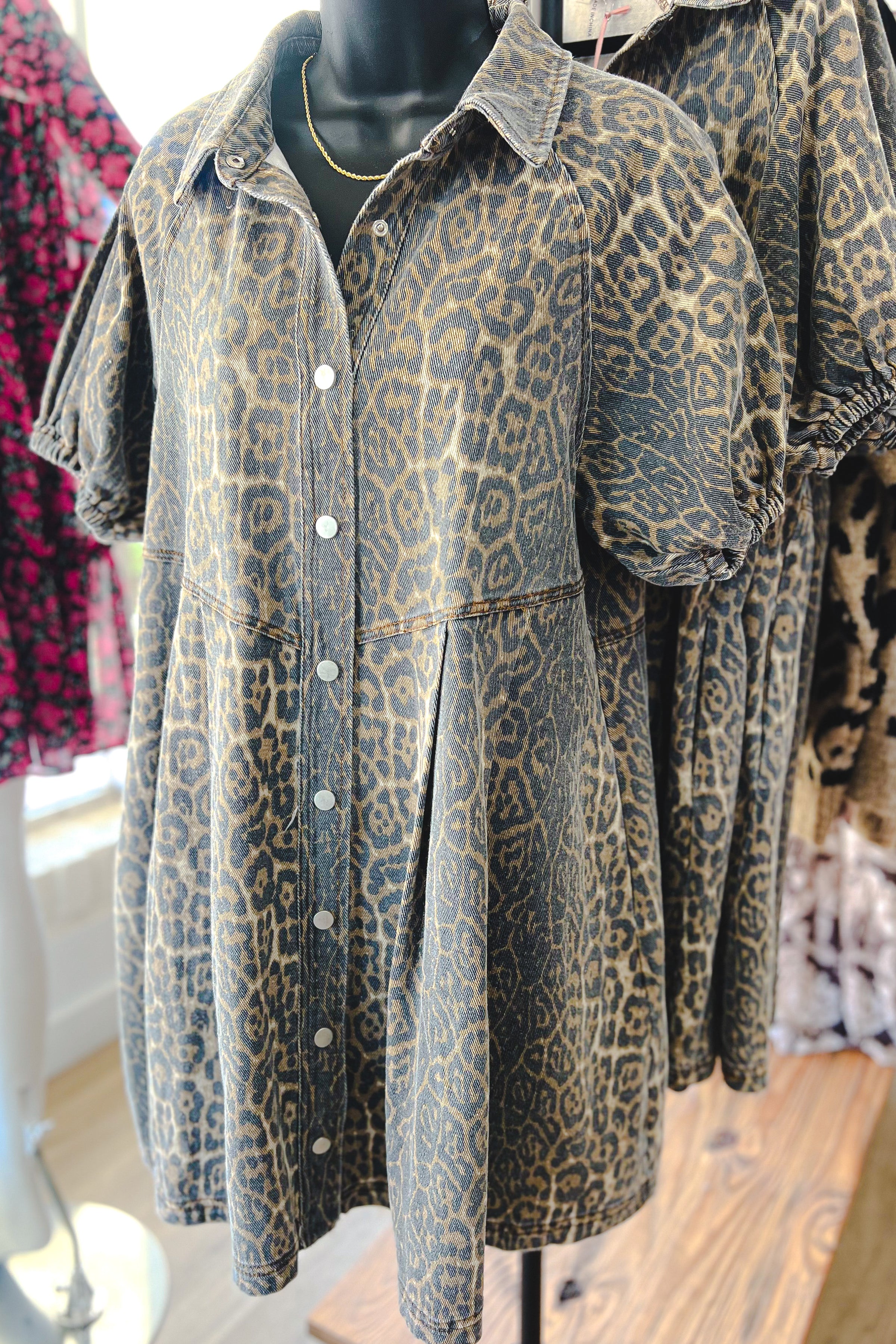 LEOPARD DENIM DRESS LEOPARD DENIM DRESS