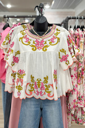 THML EMBROIDERY DETAIL TOP - LondonEE & Co. 