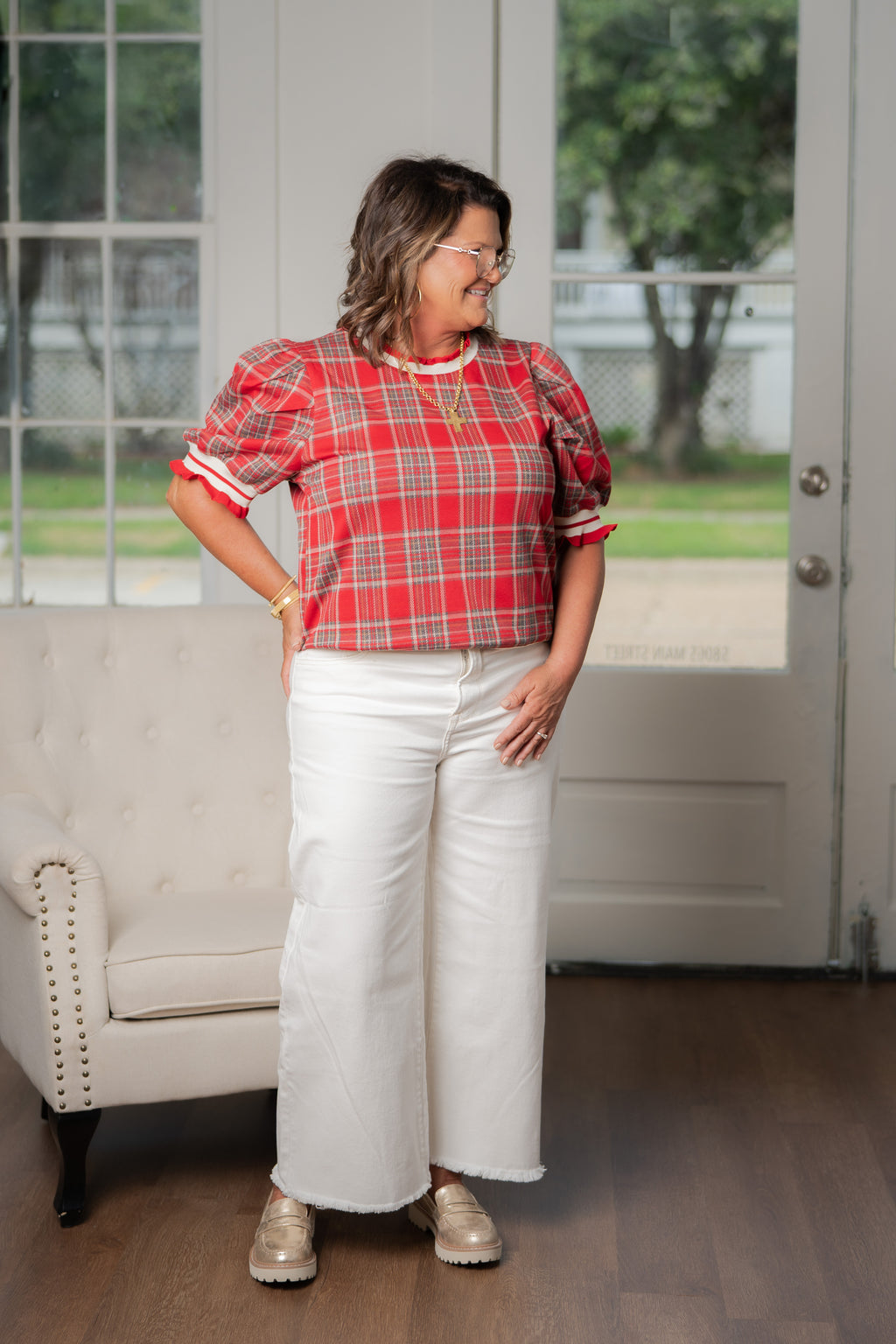 PRETTY IN PLAID TOP