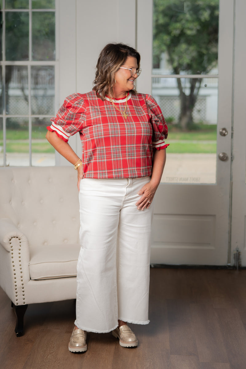 PRETTY IN PLAID TOP