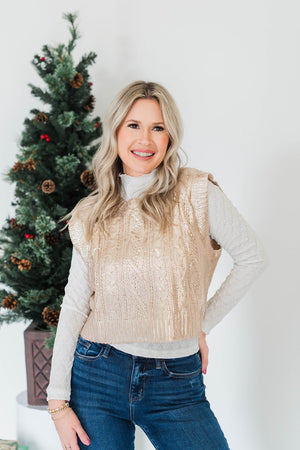 METALLIC GOLD CROPPED SWEATER