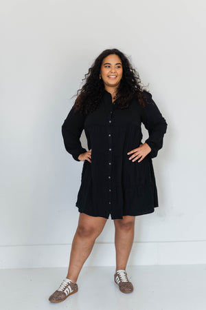 PLUS LONG SLEEVE TIERED DRESS