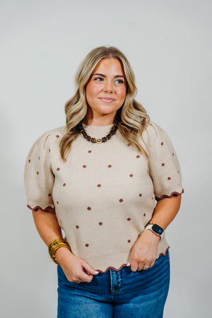 SCALLOP POLKA DOT SWEATER