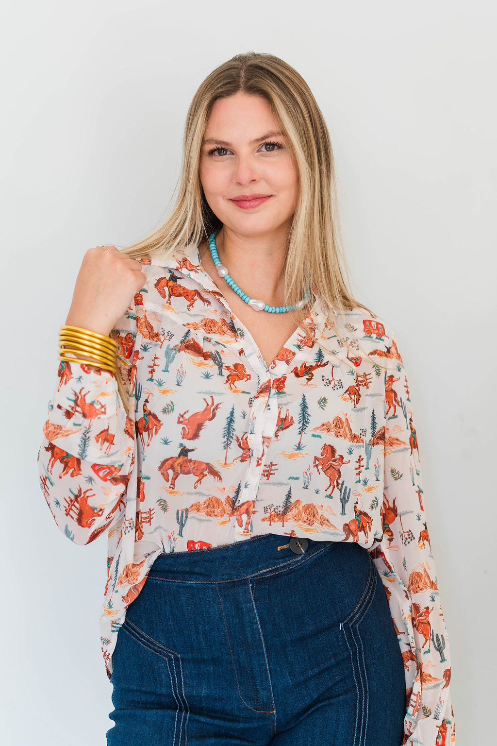 Western Print Top