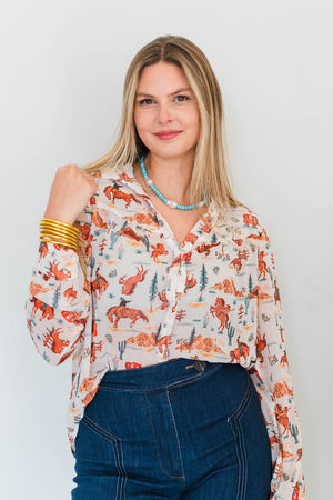Western Print Top