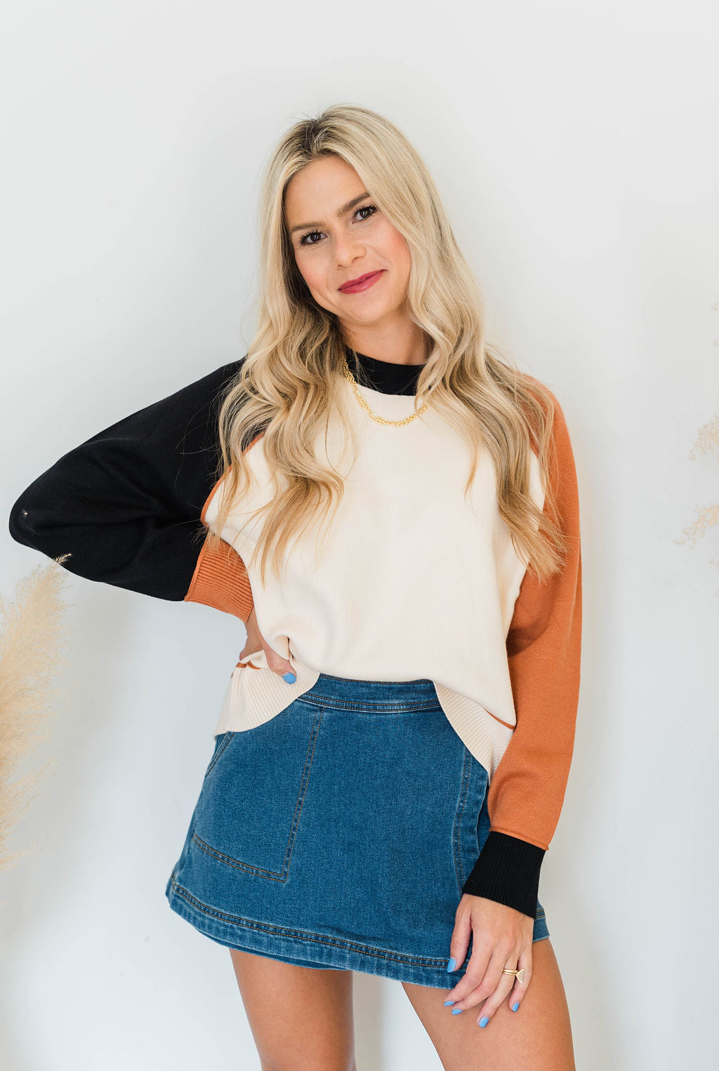 THML COLOR BLOCK SWEATER