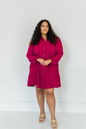 PLUS LONG SLEEVE TIERED DRESS