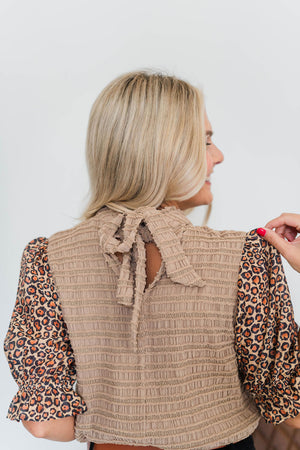LEOPARD PRINT SLEEVE TOP