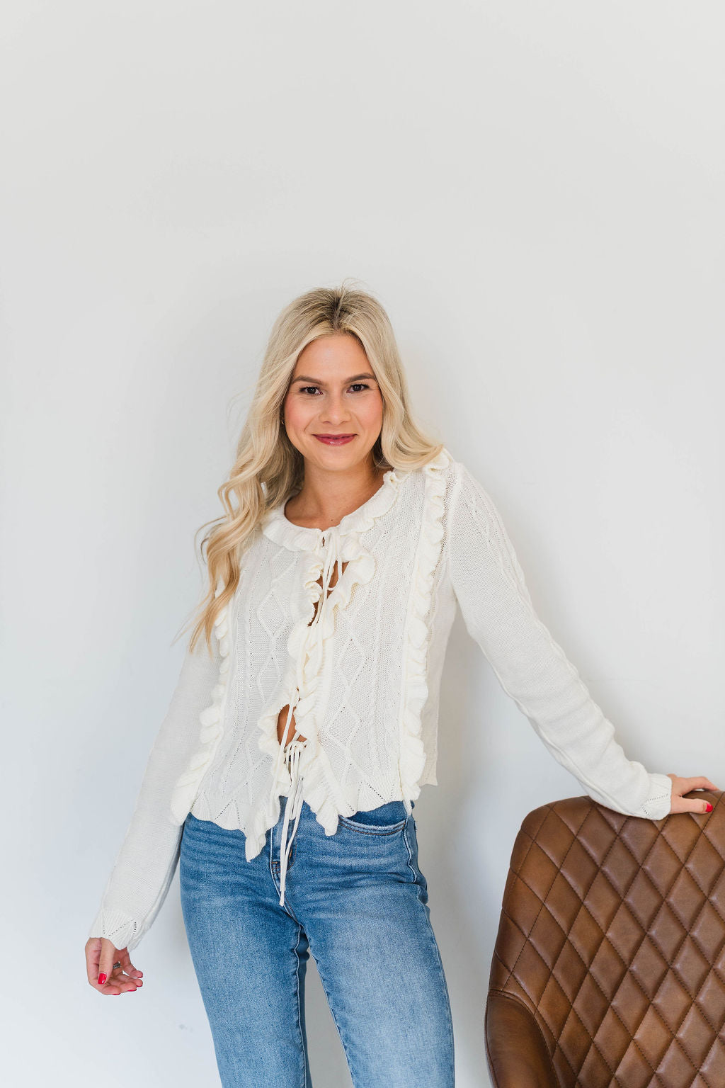RUFFLE TRIM SWEATER