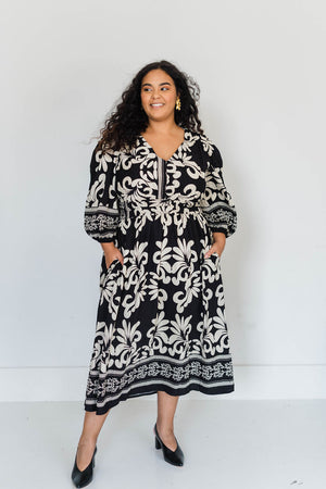 PLUS V-NECK MIDI DRESS