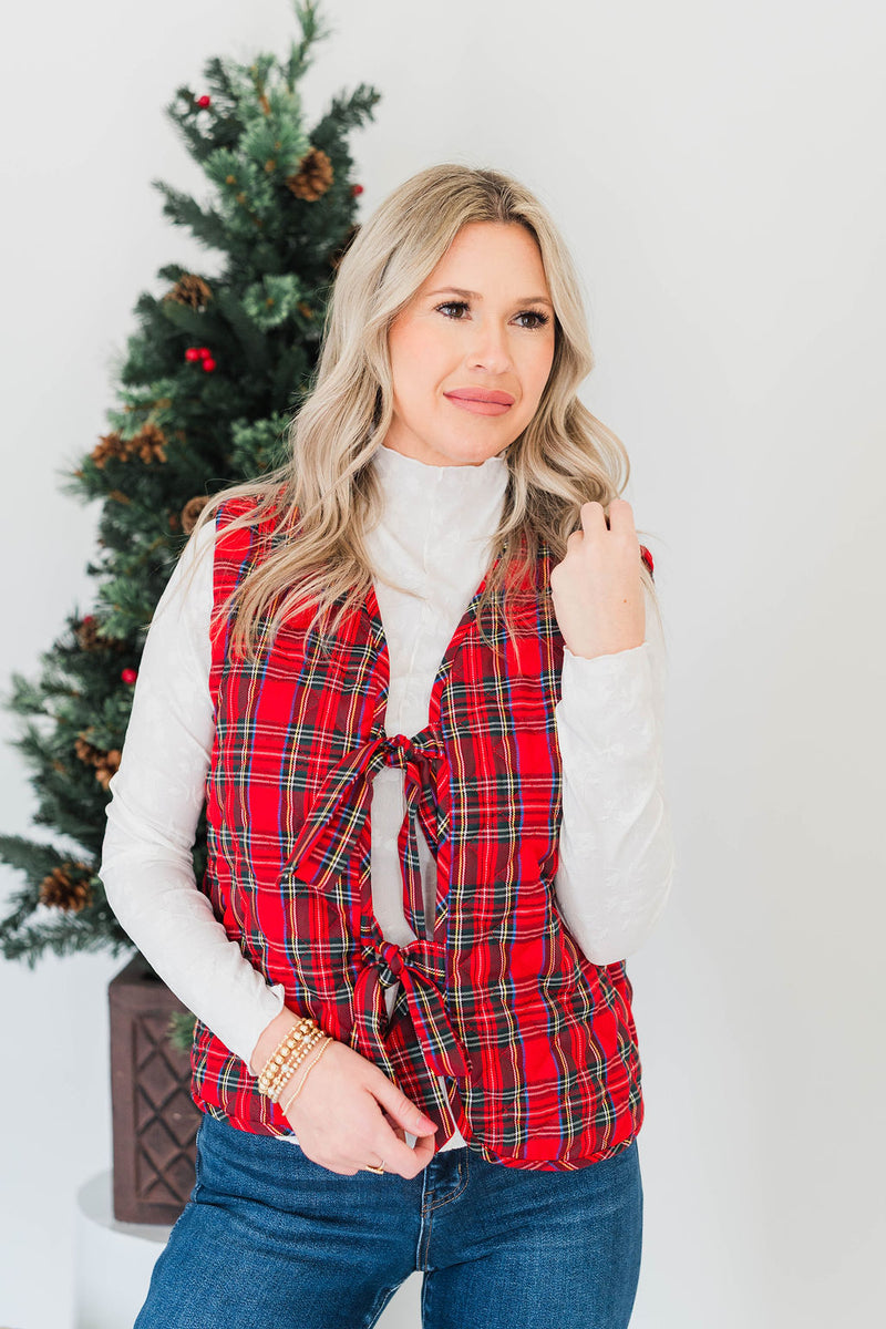 QUILTED GINGHAM VEST