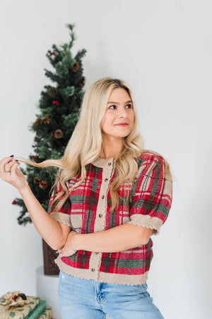 PRETTY IN PLAID SWEATER