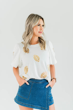 PEARL & SEQUIN FOOTBALL TOP