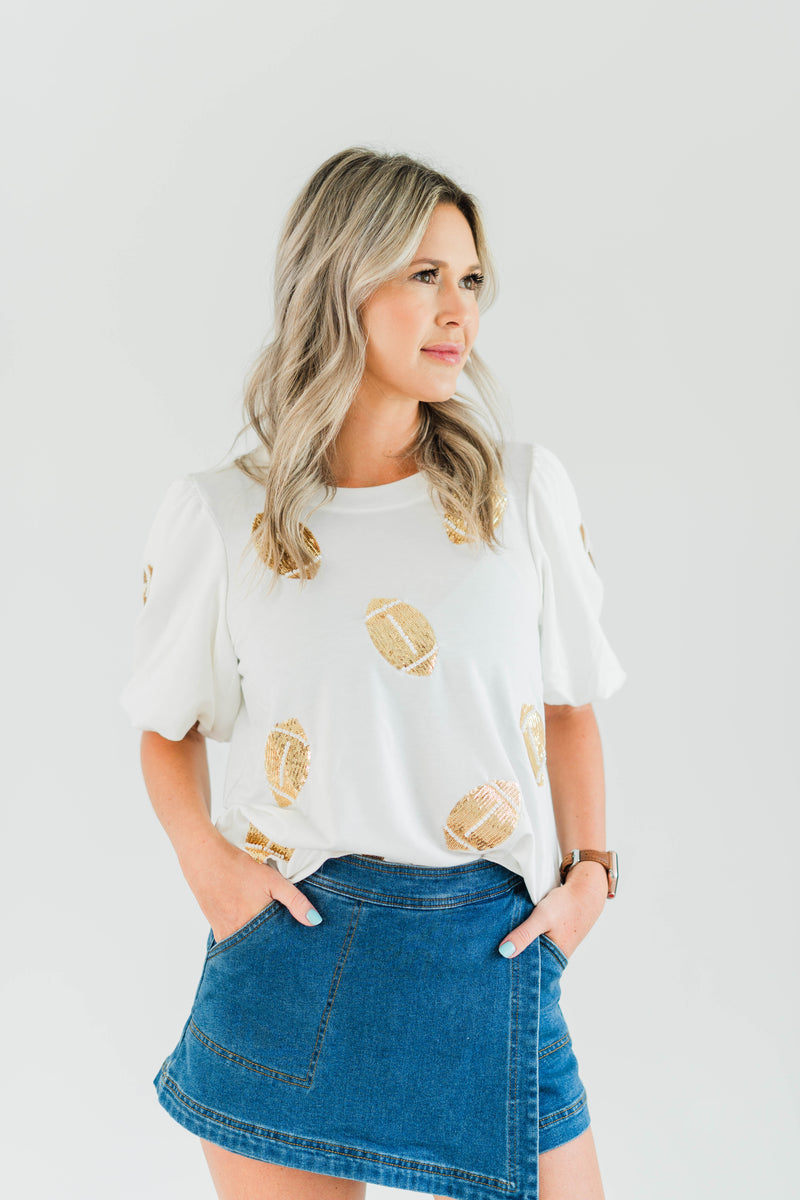 PEARL & SEQUIN FOOTBALL TOP