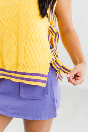 GAME DAY TEXTURED BOW SWEATER