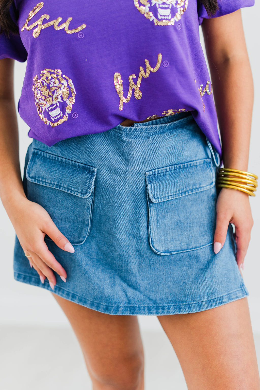 DENIM WRAP SKORT