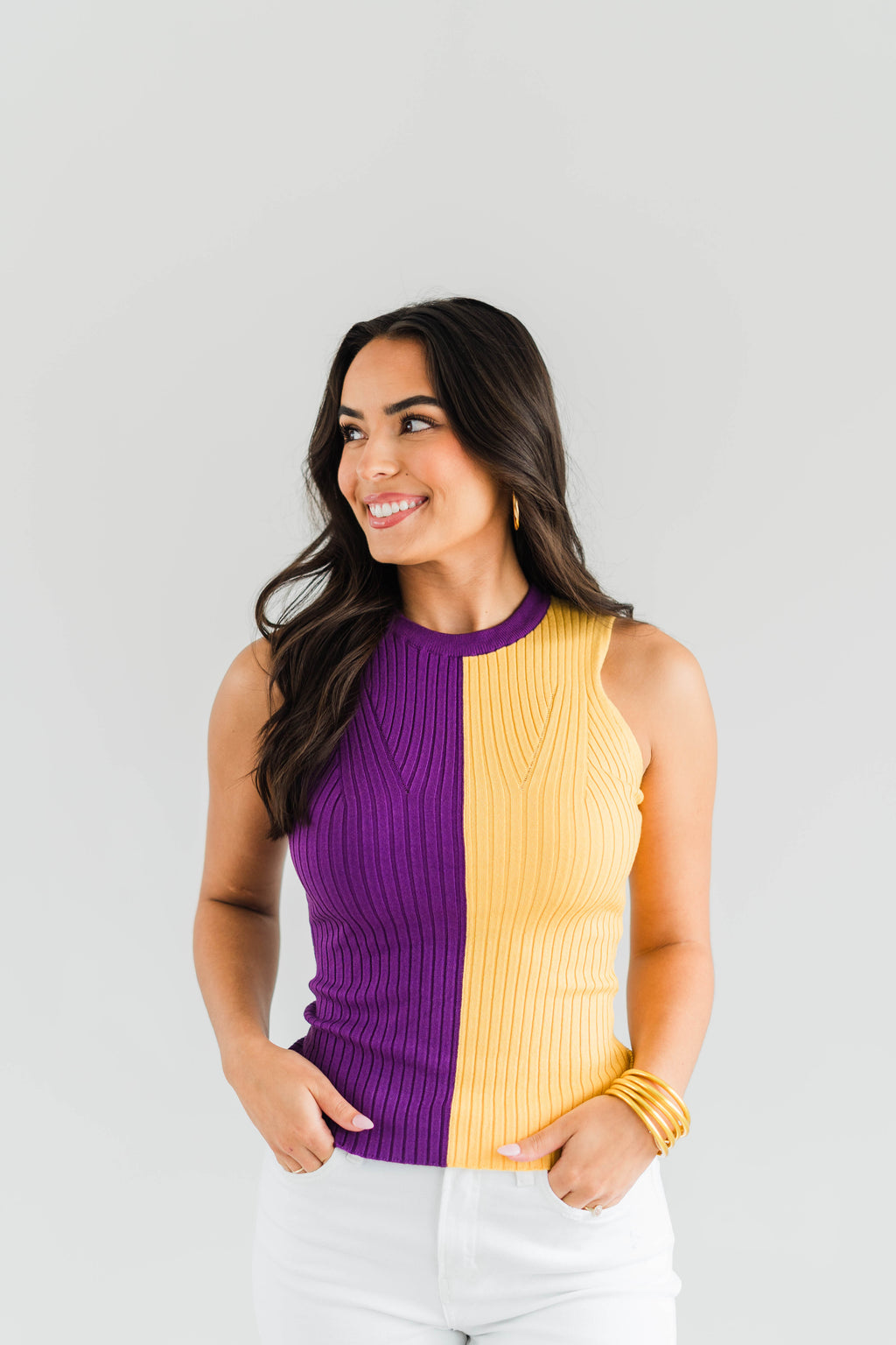 GAME DAY CONTRAST RIBBED TOP