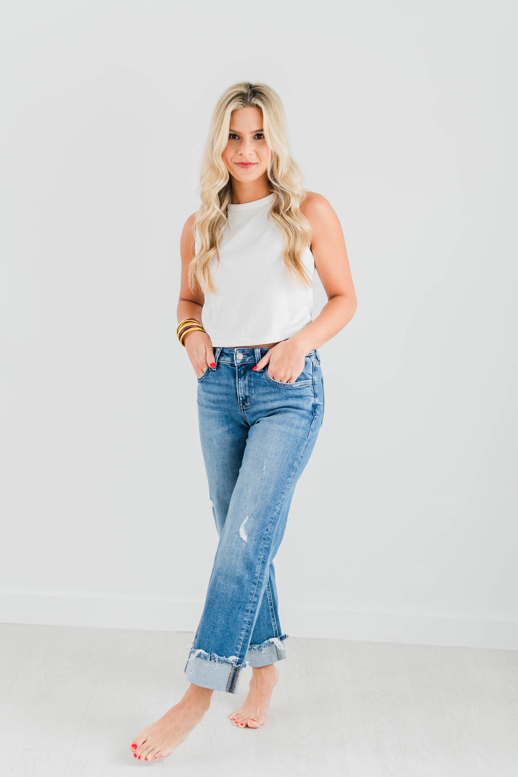 FOUR SEASONS MID RISE CUFFED JEANS