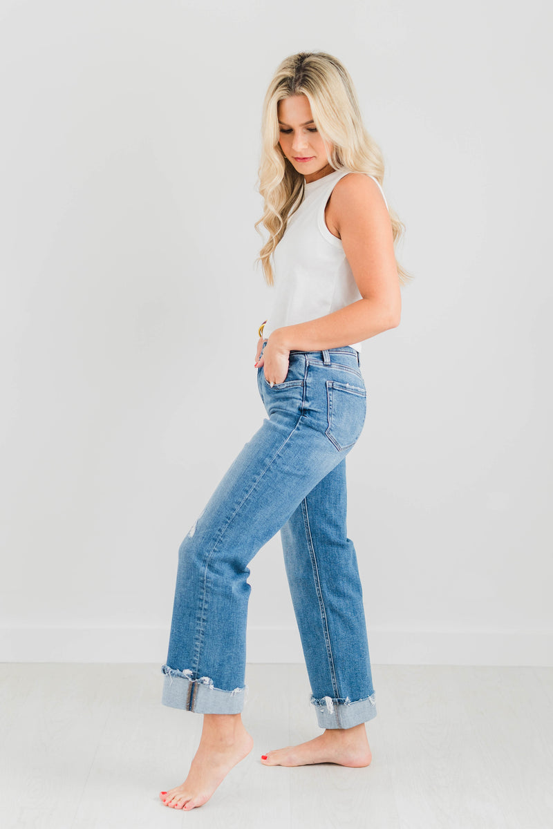 FOUR SEASONS MID RISE CUFFED JEANS