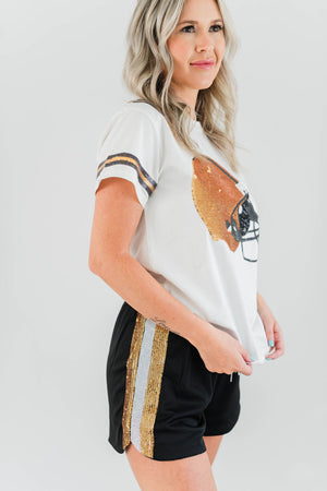 BLACK & GOLD SEQUIN SHORTS