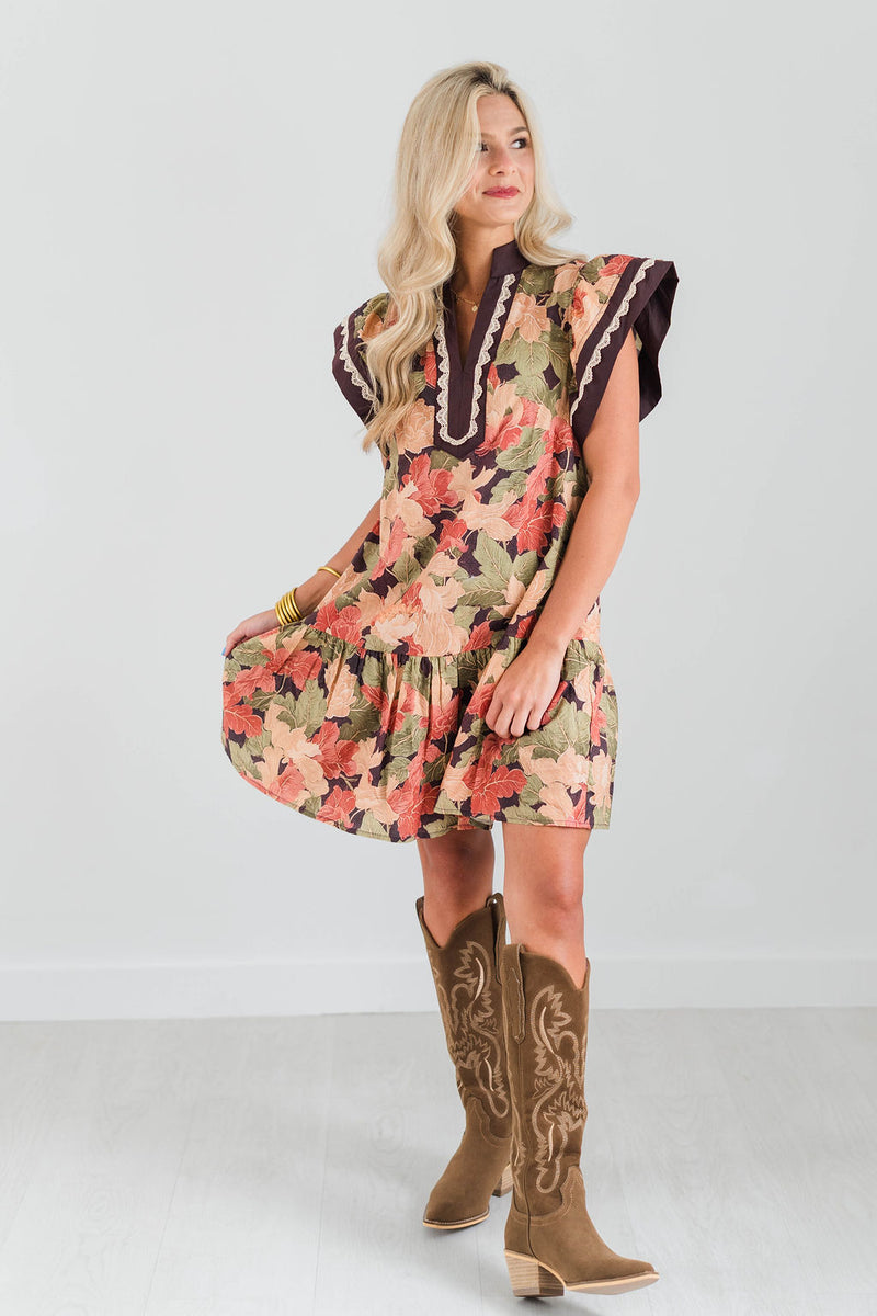 FLUTTER SLEEVE MINI DRESS