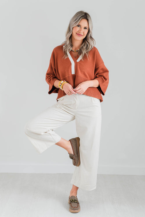 CORDUROY WIDE LEG PANTS